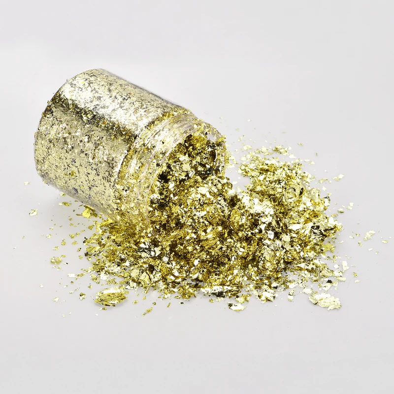 Gold Foil Flakes for Resin, 3g Metallic Foil Flakes for Nail Art, Lemon Yellow