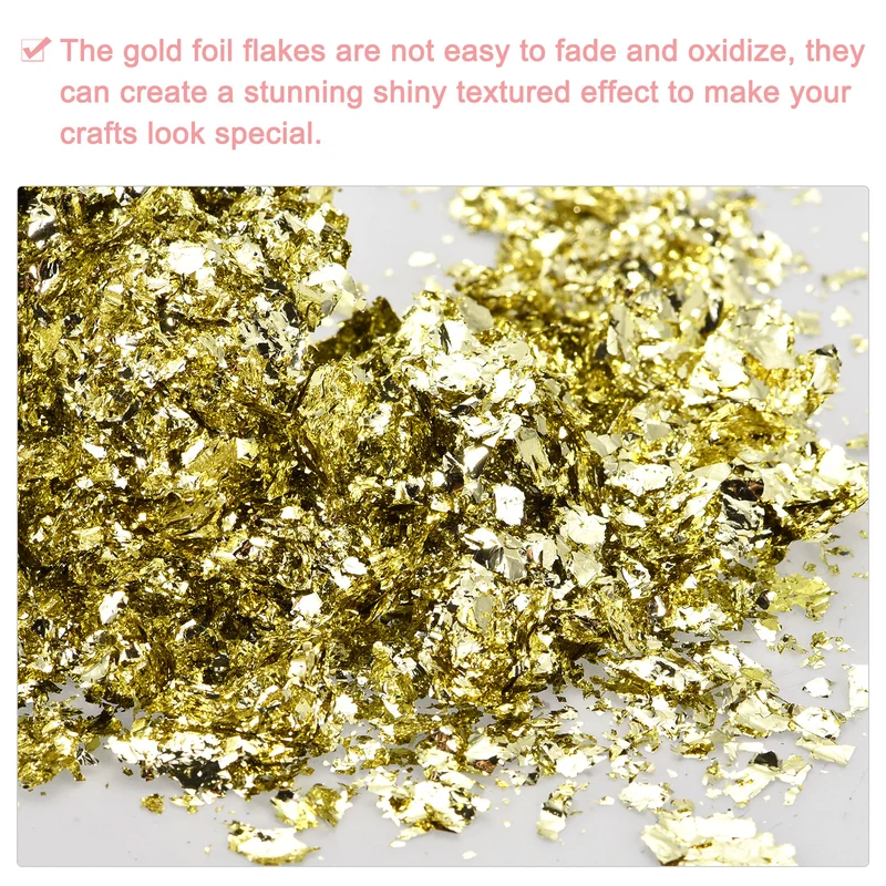 Gold Foil Flakes for Resin, 3g Metallic Foil Flakes for Nail Art, Lemon Yellow
