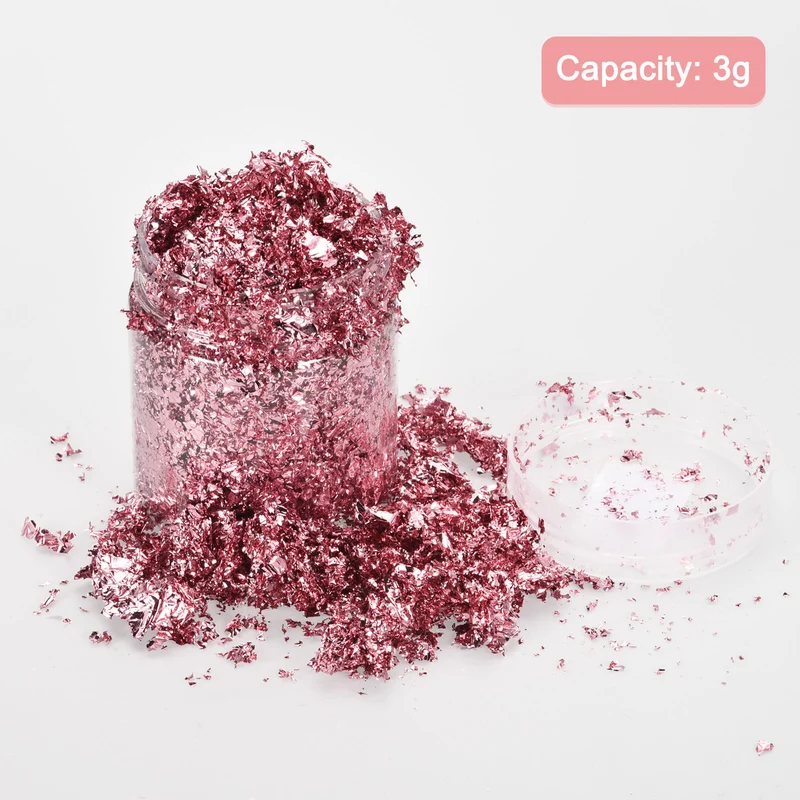 Gold Foil Flakes for Resin, 3g Metallic Foil Flakes for Nail Art, Sky Purple