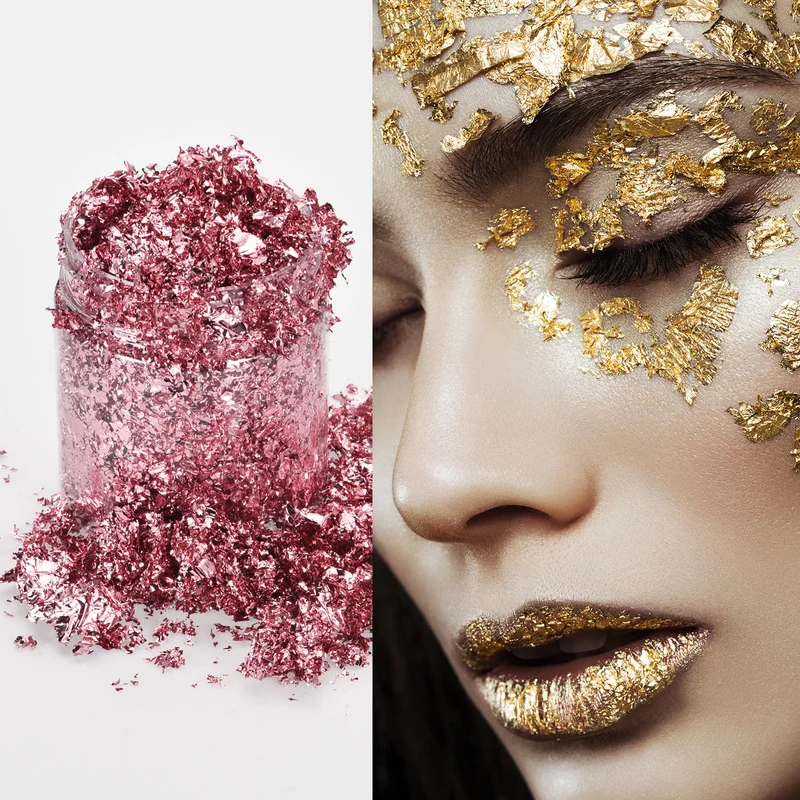 Gold Foil Flakes for Resin, 3g Metallic Foil Flakes for Nail Art, Sky Purple