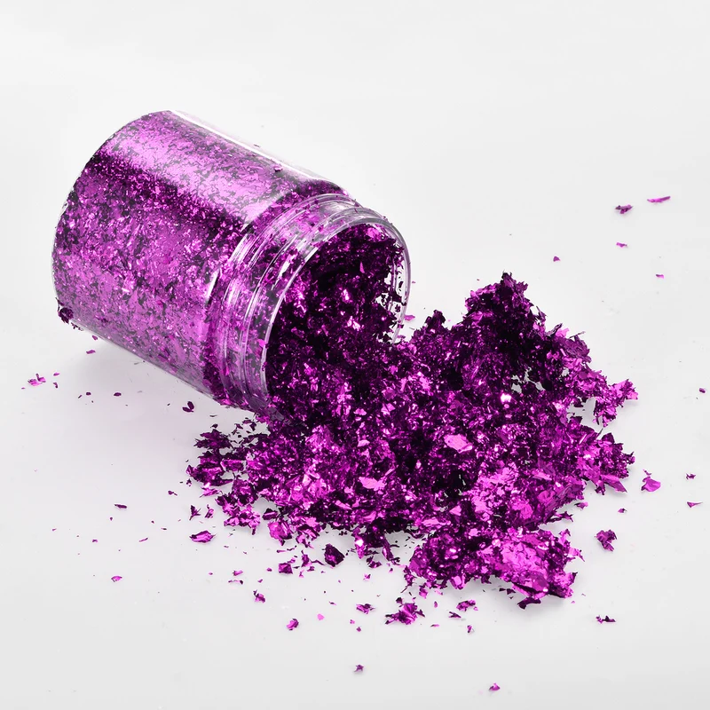 Gold Foil Flakes for Resin, 3g Metallic Foil Flakes for Nail Art, Purple