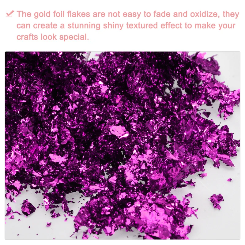 Gold Foil Flakes for Resin, 3g Metallic Foil Flakes for Nail Art, Purple