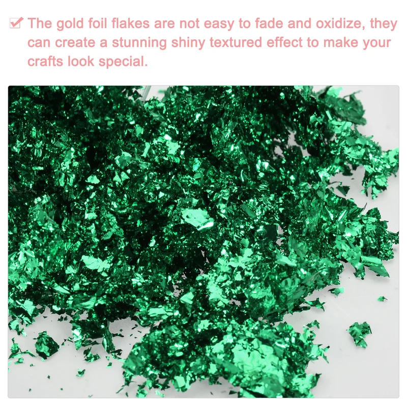 Gold Foil Flakes for Resin, 3g Metallic Foil Flakes for Nail Art, Light Green