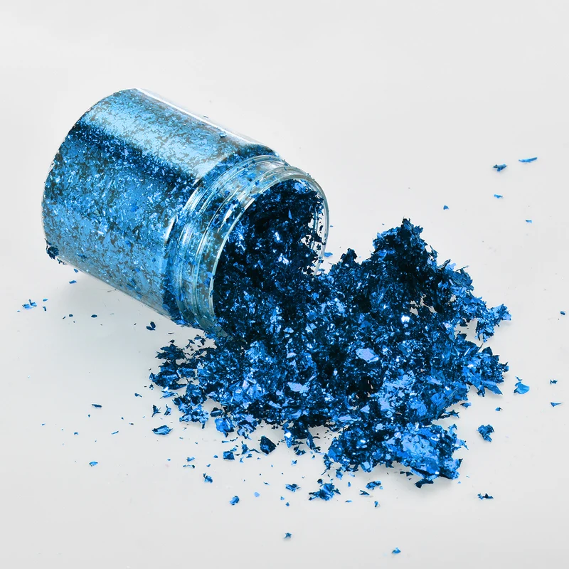 Gold Foil Flakes for Resin, 3g Metallic Foil Flakes for Nail Art, Dark Blue
