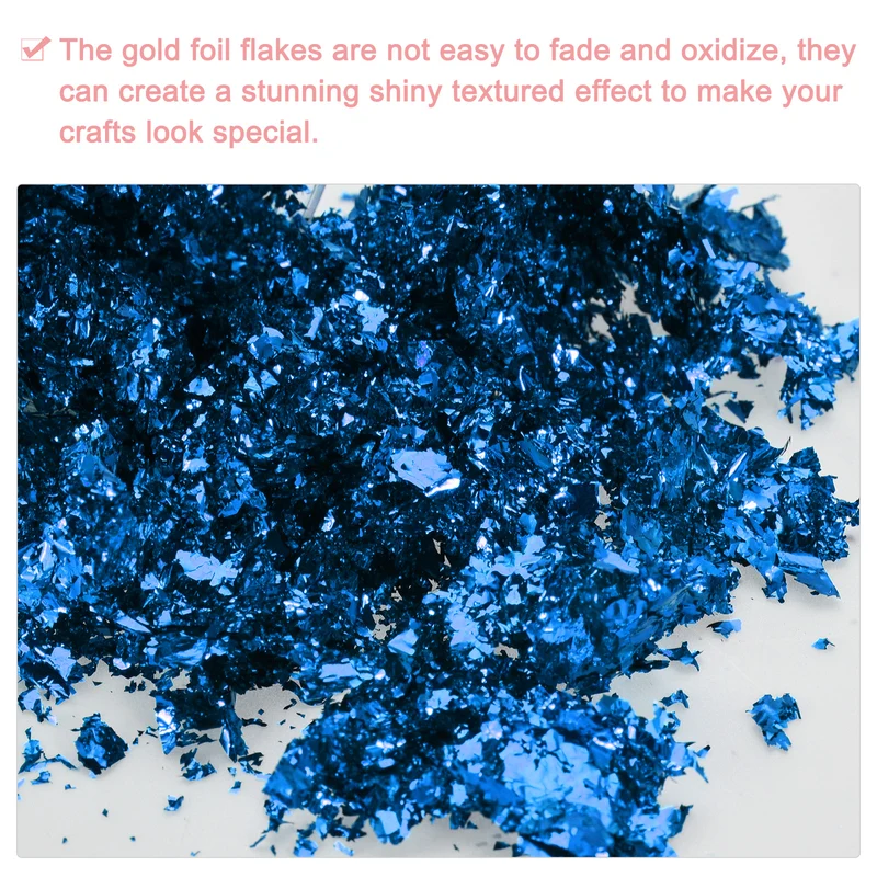 Gold Foil Flakes for Resin, 3g Metallic Foil Flakes for Nail Art, Dark Blue