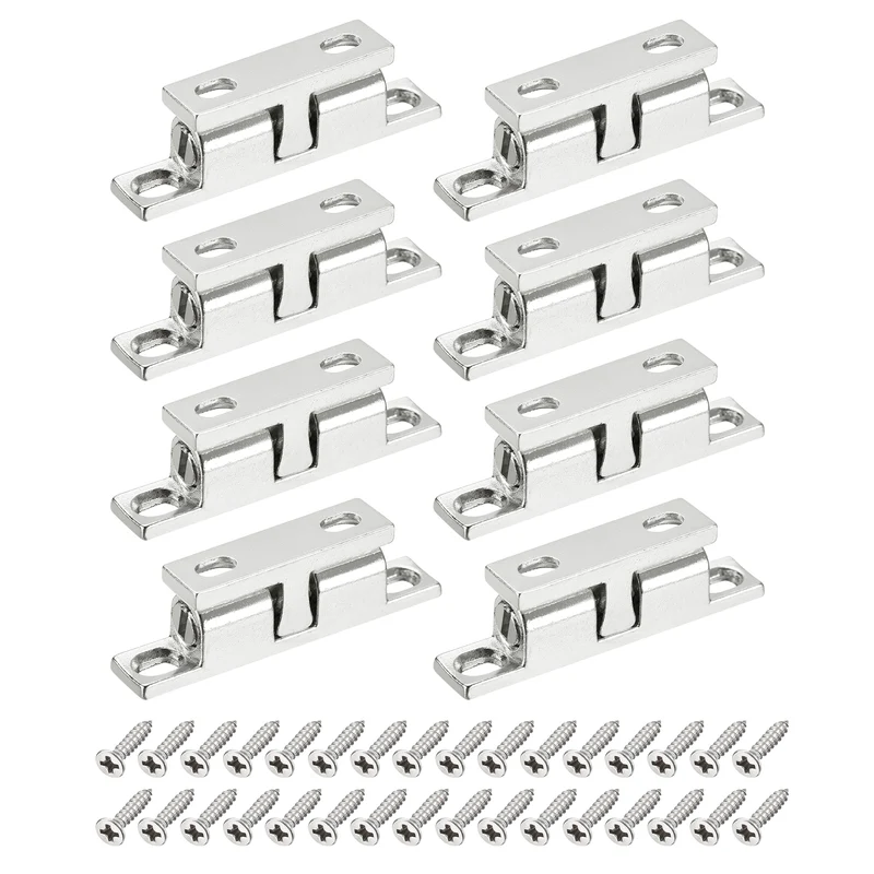 8Pcs 43mm Zinc Alloy Double Ball Tension Roller Catch for Cabinet Door, Silver