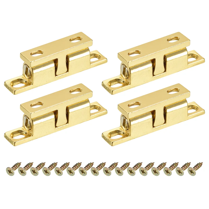 4Pcs 43mm Zinc Alloy Double Ball Tension Roller Catch for Cabinet Door Gold