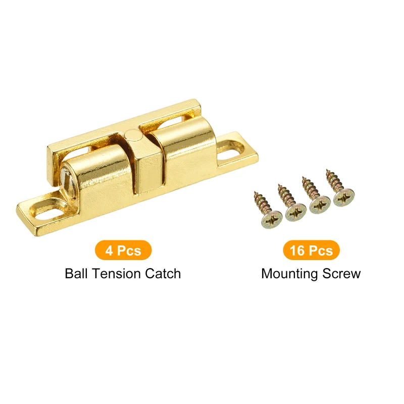 4Pcs 43mm Zinc Alloy Double Ball Tension Roller Catch for Cabinet Door Gold