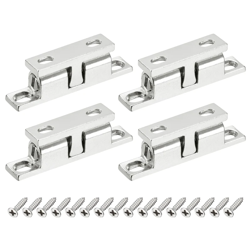 4Pcs 43mm Zinc Alloy Double Ball Tension Roller Catch for Cabinet Door, Silver