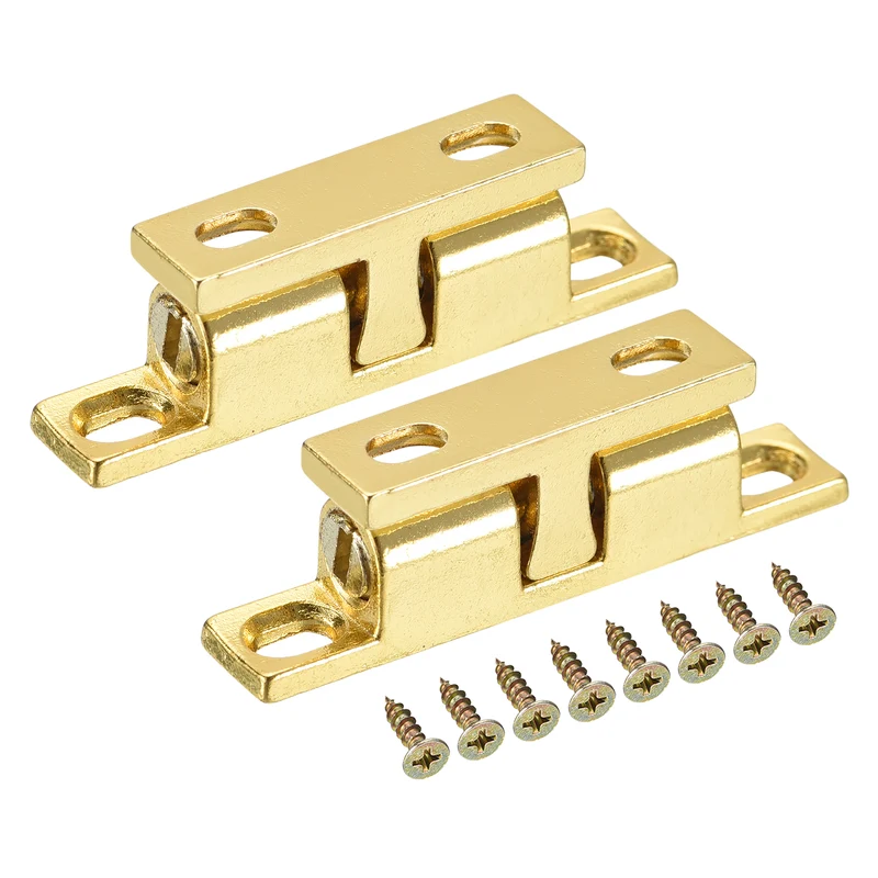 2Pcs 43mm Zinc Alloy Double Ball Tension Roller Catch for Cabinet Door Gold