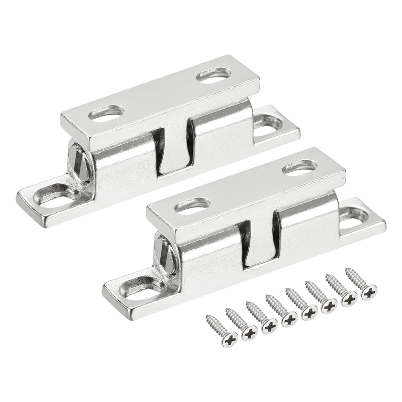 2Pcs 43mm Zinc Alloy Double Ball Tension Roller Catch for Cabinet Door, Silver