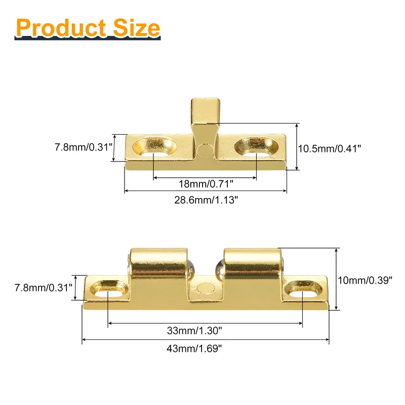 43mm Zinc Alloy Double Ball Tension Roller Catch for Cabinet Door Gold
