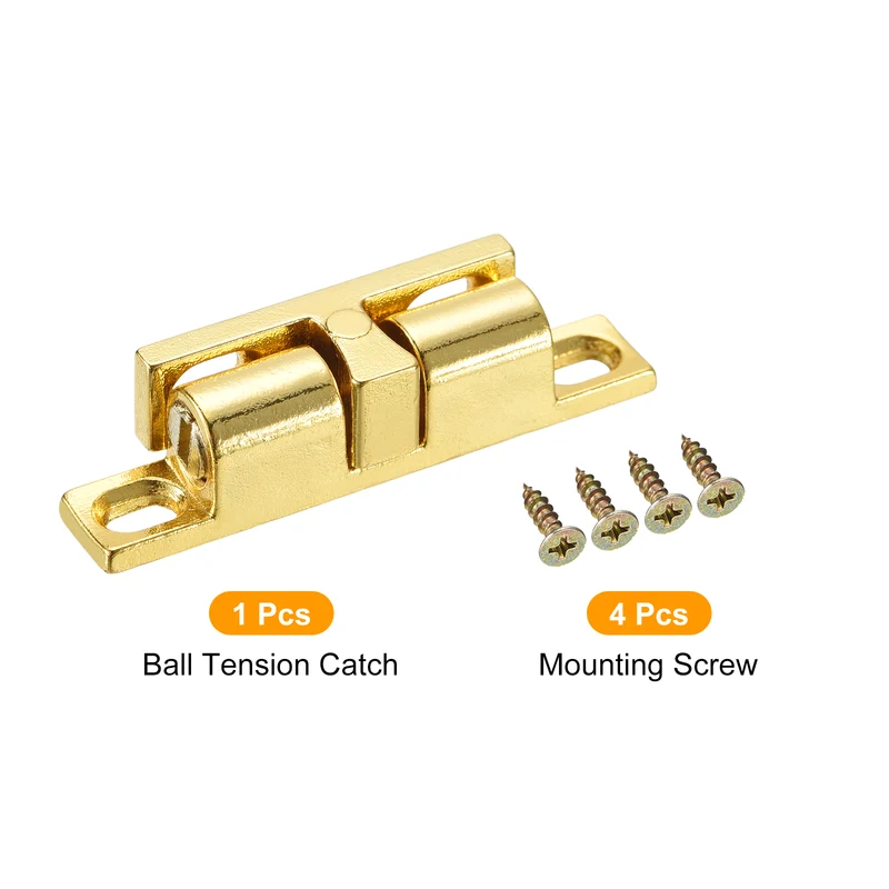 43mm Zinc Alloy Double Ball Tension Roller Catch for Cabinet Door Gold
