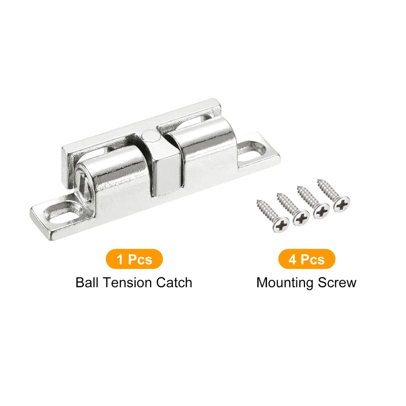 43mm Zinc Alloy Double Ball Tension Roller Catch for Cabinet Door, Silver