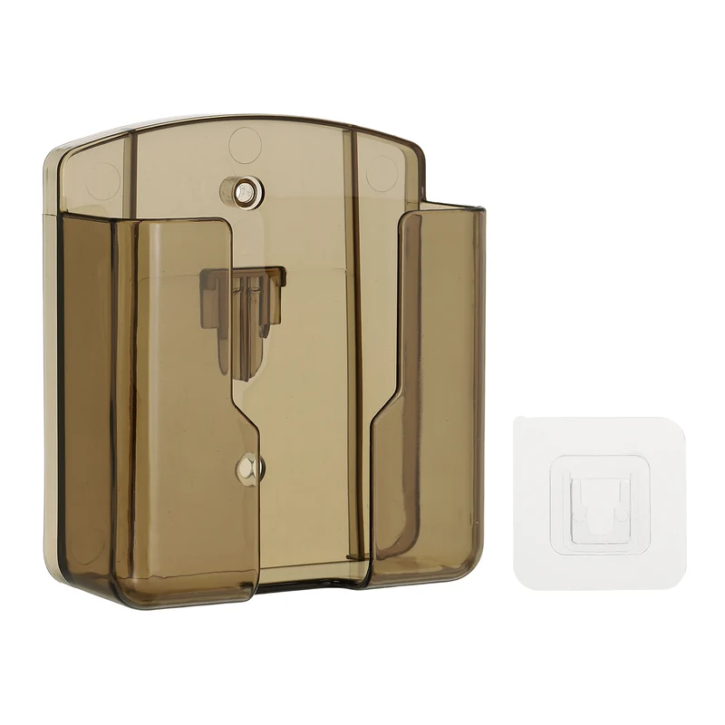 3.5" Remote Control Holder Wall Mount Adhesive Controller Organizer, Clear Brown