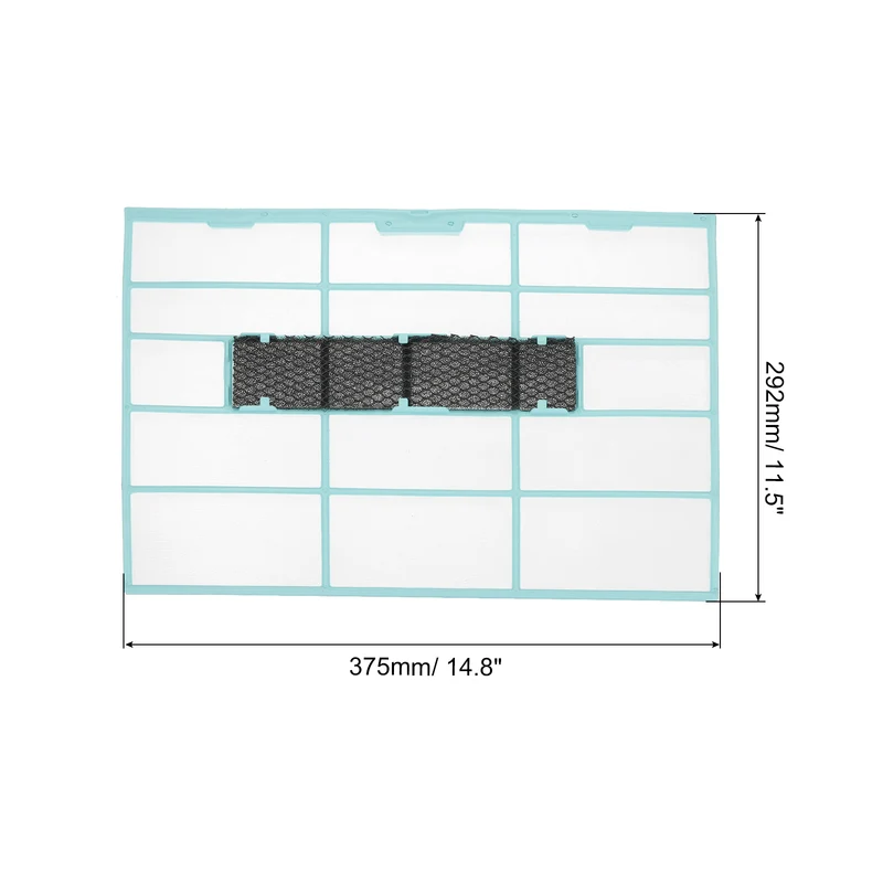 Air Conditioner Filter Replacement 375mm x 292mm with Filter Foam, Blue Black