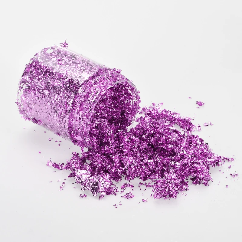 Gold Foil Flakes for Resin, 3g Metallic Foil Flakes for Nail Art, Light Purple