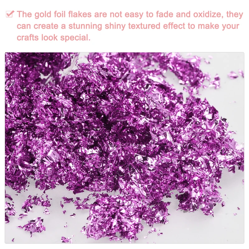 Gold Foil Flakes for Resin, 3g Metallic Foil Flakes for Nail Art, Light Purple