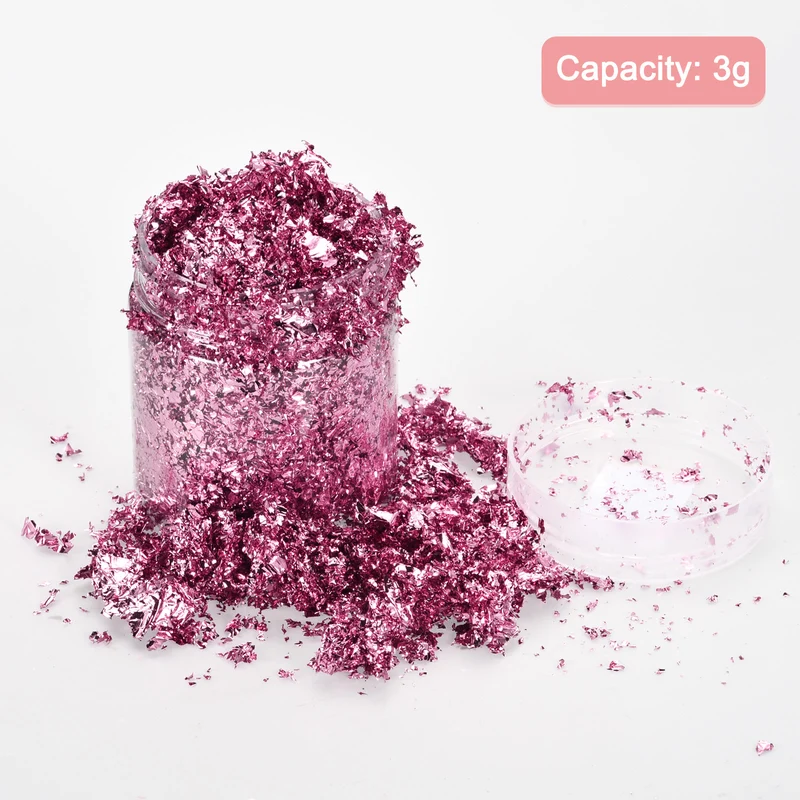 Gold Foil Flakes for Resin 3g Metallic Foil Flakes for Nail Art Pink