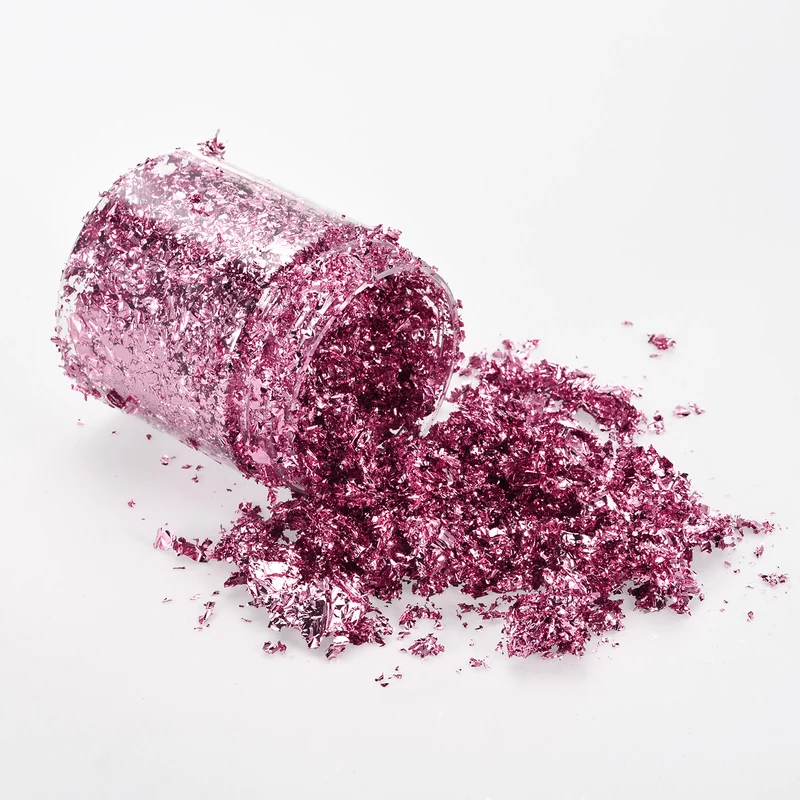 Gold Foil Flakes for Resin 3g Metallic Foil Flakes for Nail Art Pink