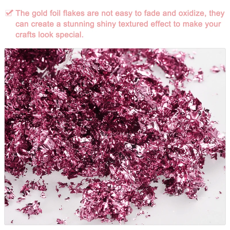 Gold Foil Flakes for Resin 3g Metallic Foil Flakes for Nail Art Pink