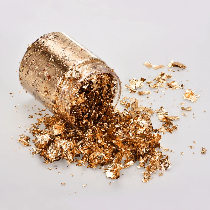 Gold Foil Flakes for Resin, 3g Metallic Foil Flakes for Nail Art, Orange