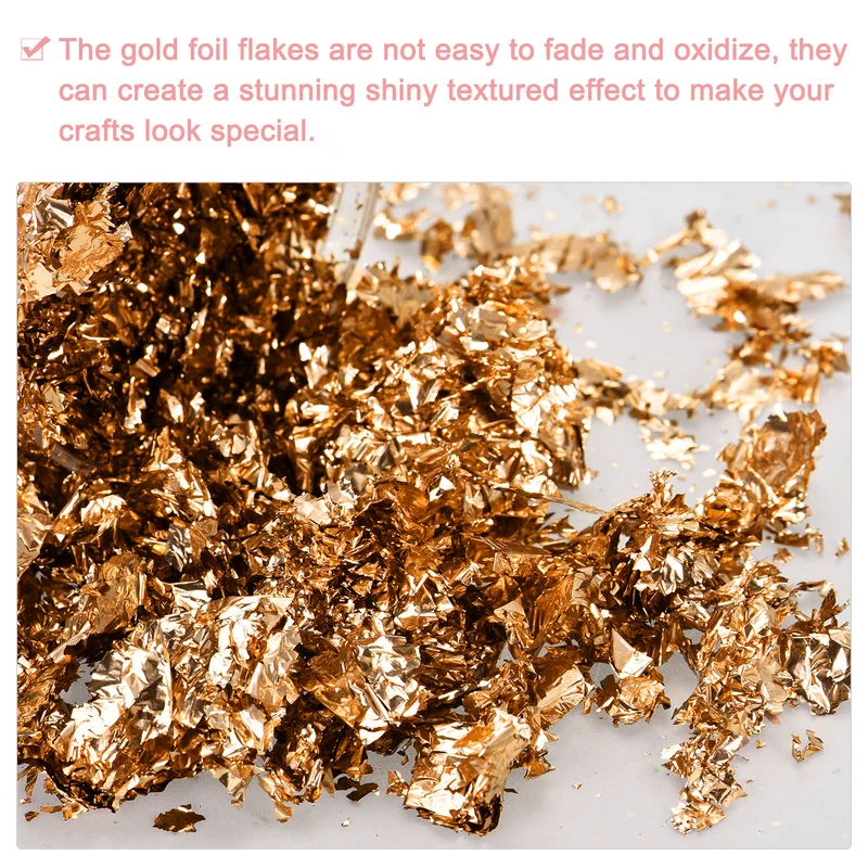 Gold Foil Flakes for Resin, 3g Metallic Foil Flakes for Nail Art, Orange