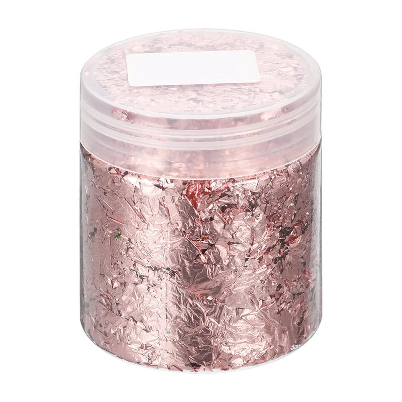 Gold Foil Flakes for Resin, 3g Metallic Foil Flakes for Nail Art, Light Pink
