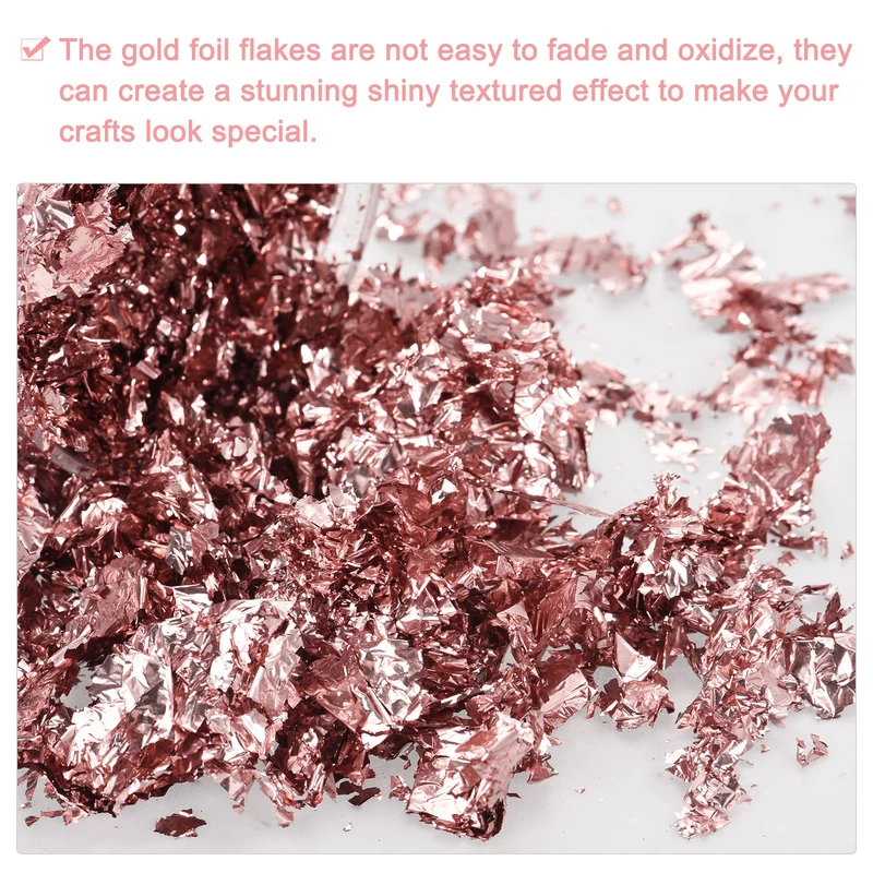 Gold Foil Flakes for Resin, 3g Metallic Foil Flakes for Nail Art, Light Pink