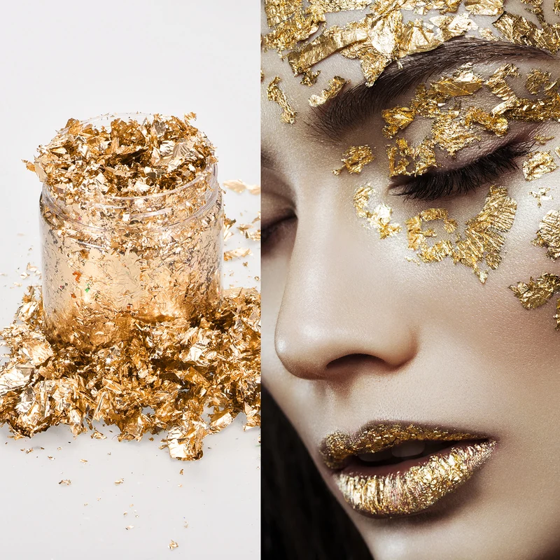 Gold Foil Flakes for Resin, 3g Metallic Foil Flakes for Nail Art, Copper