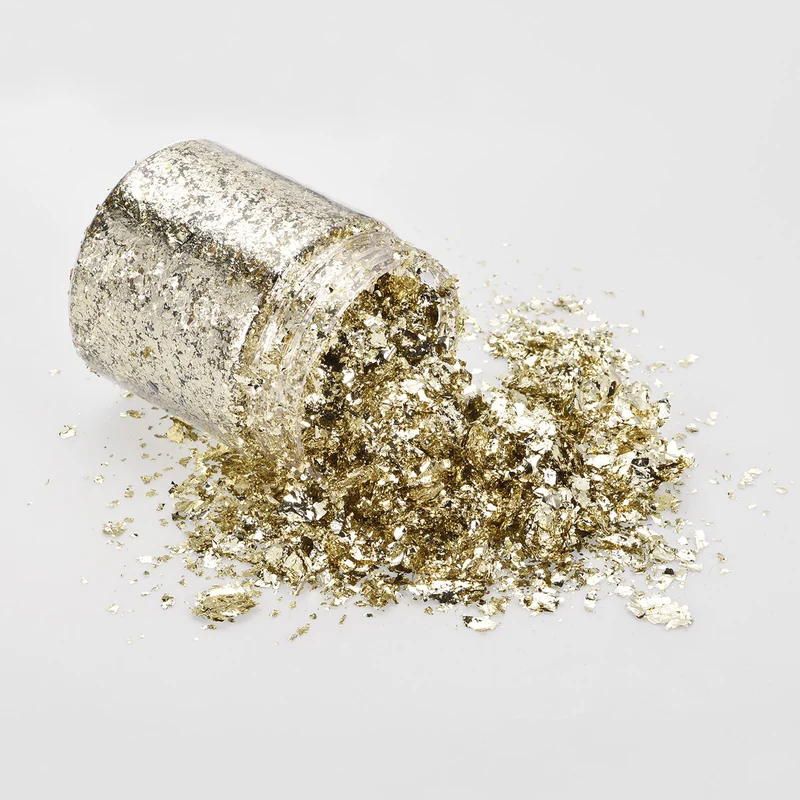 Gold Foil Flakes for Resin, 3g Metallic Foil Flakes, Imitation Gold Foil Flakes Metallic Leaf for Nail Art, Resin Art, Crafts, Painting, Candle and Jewelry Making, Light Silver
