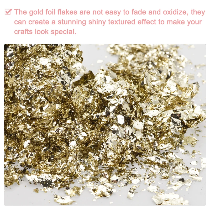 Gold Foil Flakes for Resin, 3g Metallic Foil Flakes, Imitation Gold Foil Flakes Metallic Leaf for Nail Art, Resin Art, Crafts, Painting, Candle and Jewelry Making, Light Silver