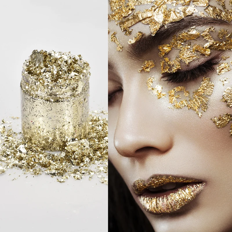 Gold Foil Flakes for Resin, 3g Metallic Foil Flakes, Imitation Gold Foil Flakes Metallic Leaf for Nail Art, Resin Art, Crafts, Painting, Candle and Jewelry Making, Light Silver