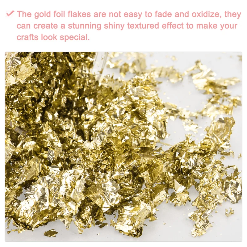 Gold Foil Flakes for Resin, 3g Metallic Foil Flakes for Nail Art, Light Gold