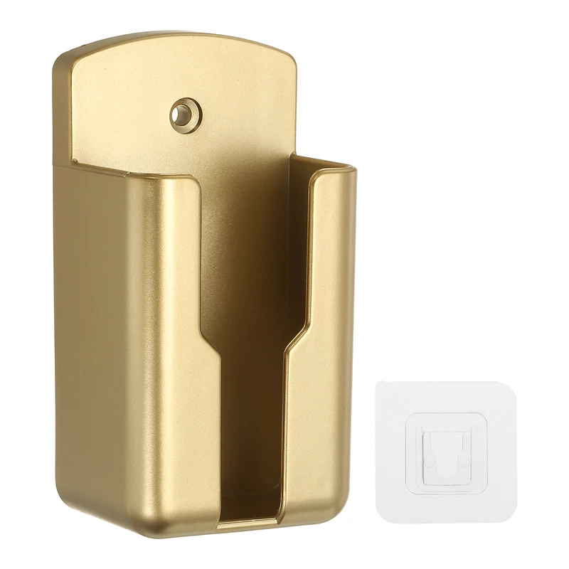 2.1" Remote Control Holder Wall Mount Adhesive Controller Organizer, Gold