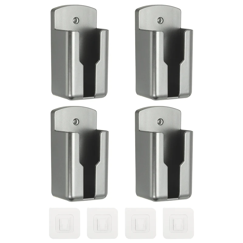 4Pcs 2.1" Remote Control Holder Wall Mount Adhesive Controller Organizer, Gray
