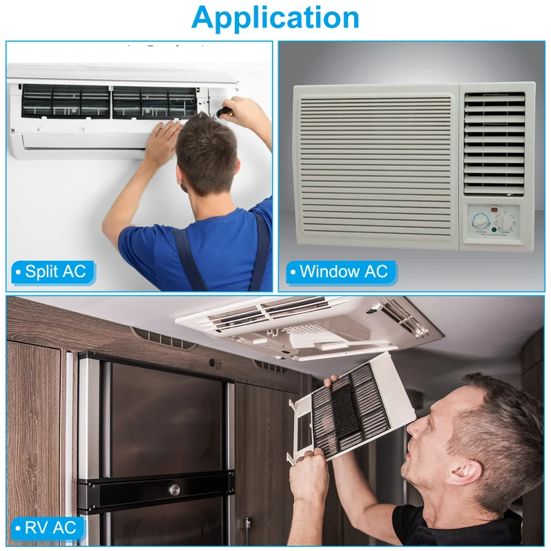 39.3" x 16" x 1/4" Air Conditioner Filter Replacement, 2 Pack RV AC Foam Filter Pad Washable Reusable for Air Conditioning Purifiers, Black