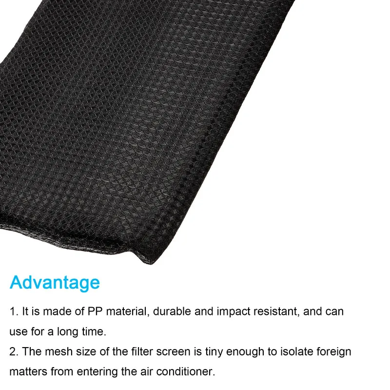 47.2" x 78.7" Air Conditioner Air Filter Material, Plastic Dustproof Filtering Mesh Screen Replacement for Air Conditioning, Black