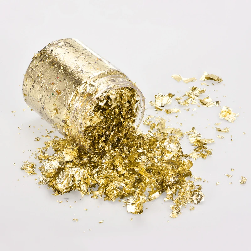 Gold Foil Flakes for Resin, 3g Metallic Foil Flakes for Nail Art, Champagne Gold