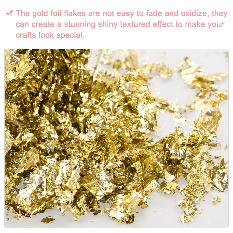 Gold Foil Flakes for Resin, 3g Metallic Foil Flakes for Nail Art, Champagne Gold