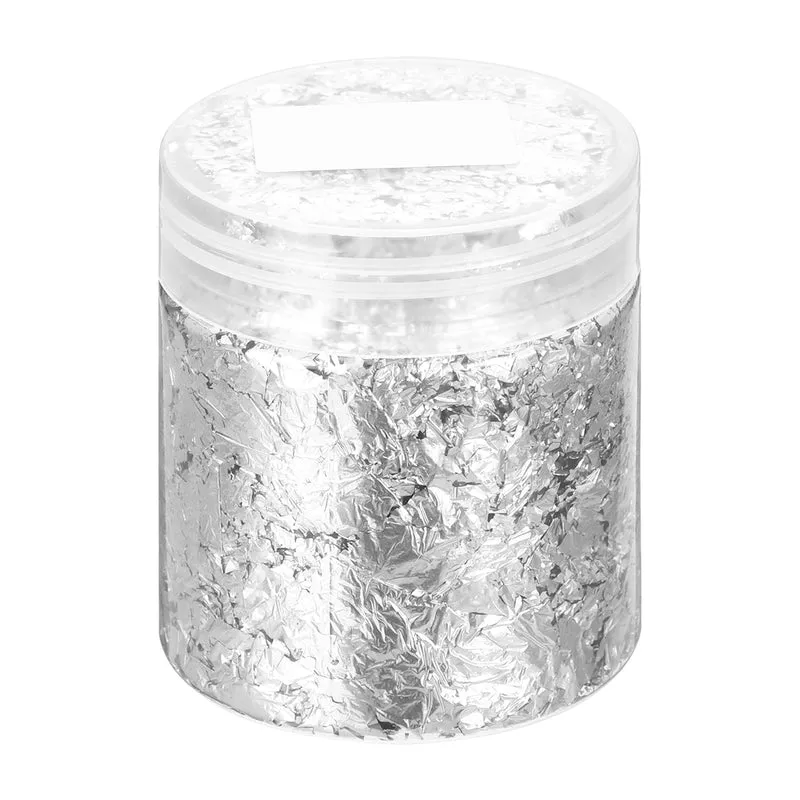 Gold Foil Flakes for Resin, 3g Metallic Foil Flakes for Nail Art, Silver