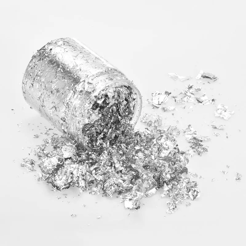 Gold Foil Flakes for Resin, 3g Metallic Foil Flakes for Nail Art, Silver