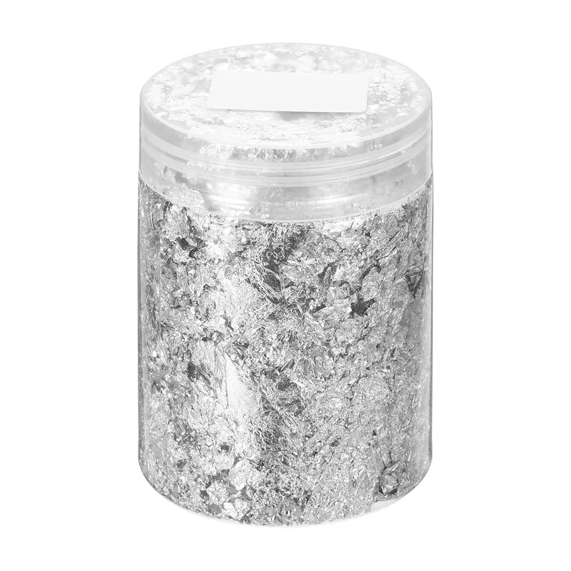 Gold Foil Flakes for Resin, 10g Metallic Foil Flakes for Nail Art, Silver