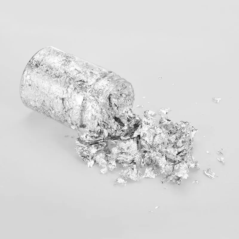 Gold Foil Flakes for Resin, 10g Metallic Foil Flakes for Nail Art, Silver