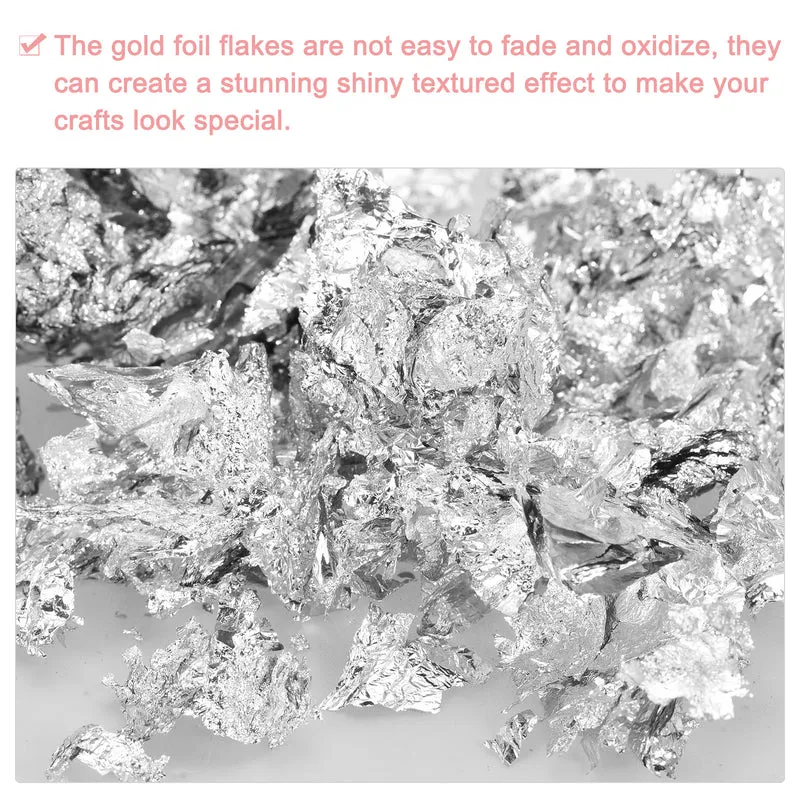 Gold Foil Flakes for Resin, 10g Metallic Foil Flakes for Nail Art, Silver
