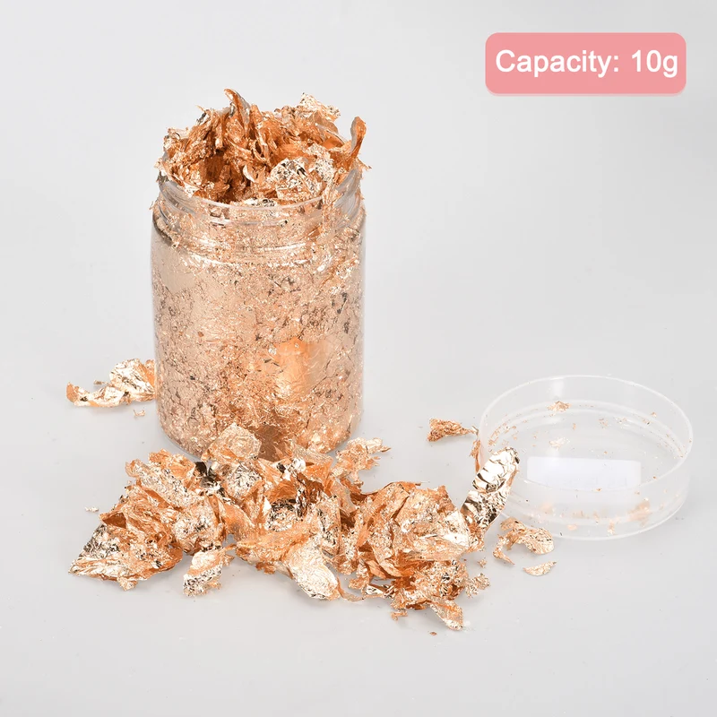 Gold Foil Flakes for Resin, 10g Metallic Foil Flakes for Nail Art, Rose Gold