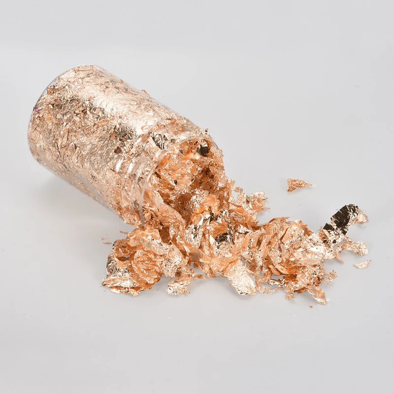 Gold Foil Flakes for Resin, 10g Metallic Foil Flakes for Nail Art, Rose Gold