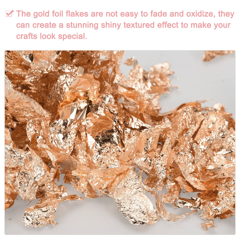 Gold Foil Flakes for Resin, 10g Metallic Foil Flakes for Nail Art, Rose Gold