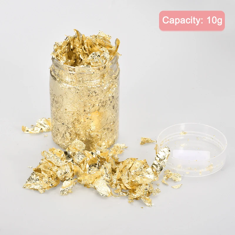 Gold Foil Flakes for Resin, 10g Metallic Foil Flakes for Nail Art, Gold