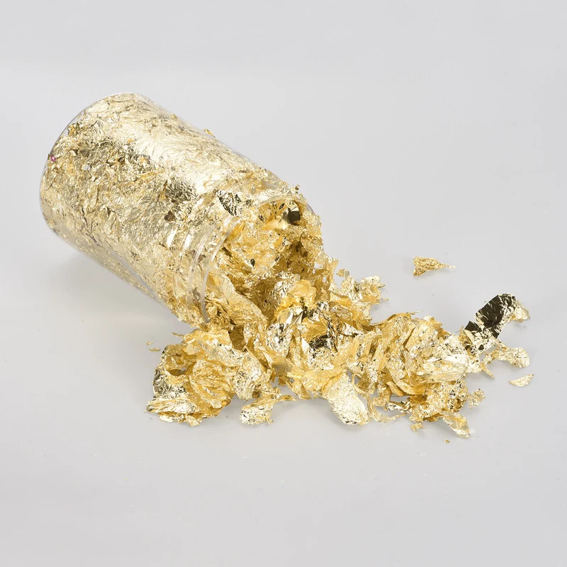 Gold Foil Flakes for Resin, 10g Metallic Foil Flakes for Nail Art, Gold